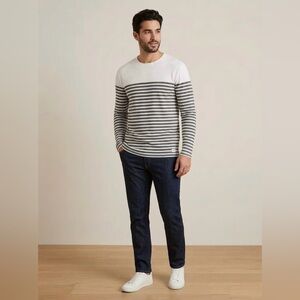 Tom Tailor Men’s Breton Stripe Long Sleeve Top - Size M